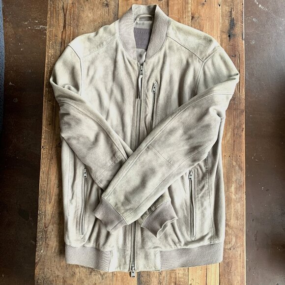 All Saints Bomber Taupe Suede - Picture 1 of 6